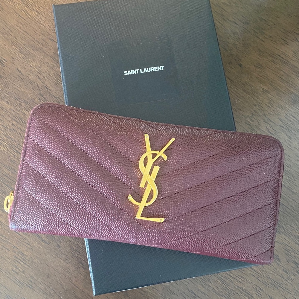 Saint Laurent Monogram Zip Around Wallet